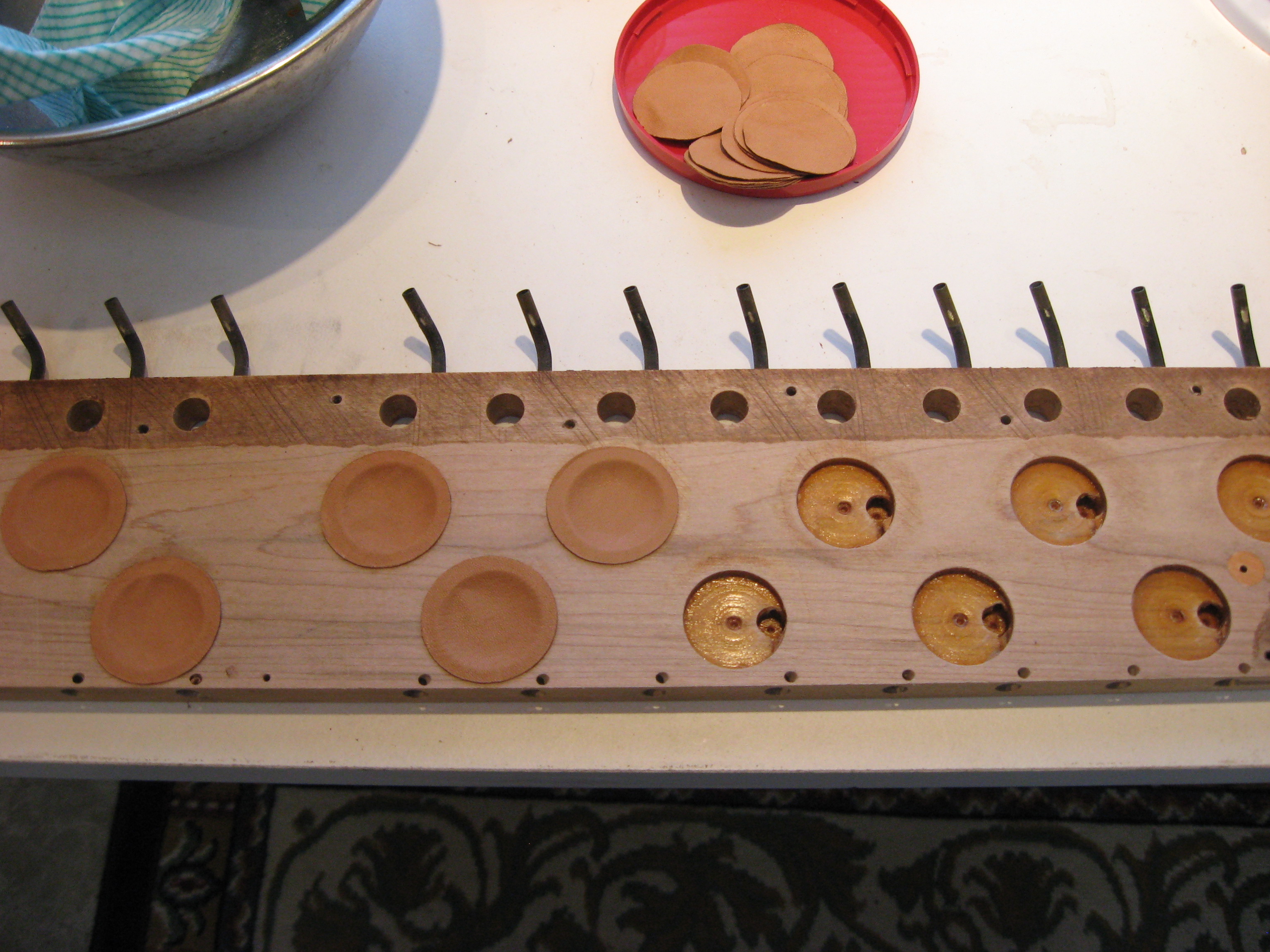Gluing in new pouches - quite a delicate task! (Aeolian)